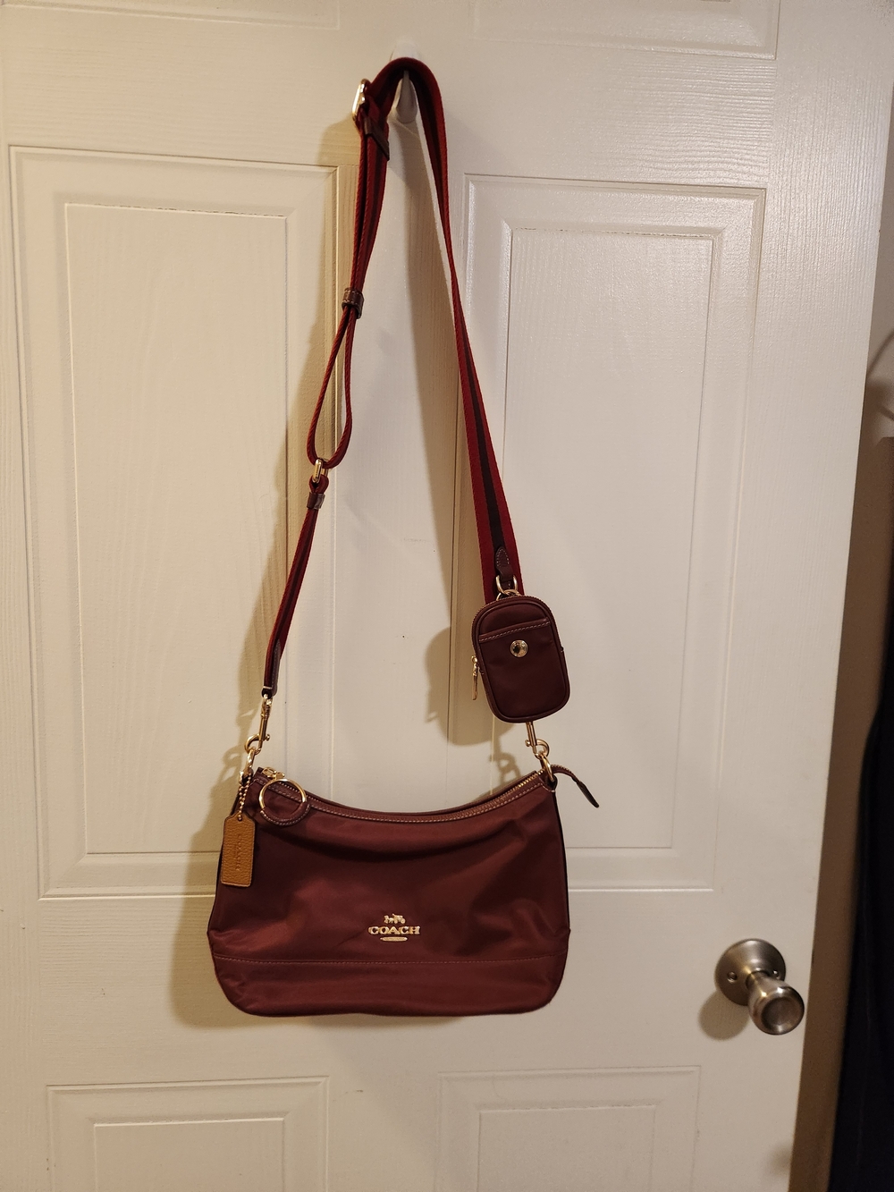 Coach Ellis Burgandy Crossbody with Detachable Mini Pouch
